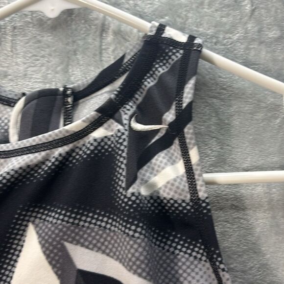 Nike Black Gray Racerback One Piece Swim Suit Zipper Closure Mesh Detail Size 6 - Picture 5 of 10